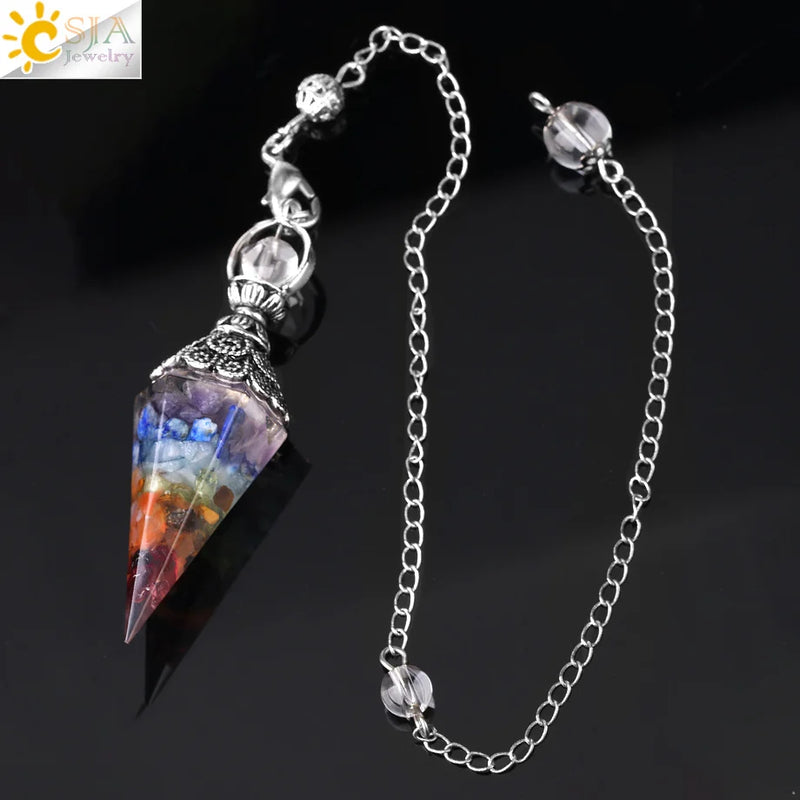 CSJA Dowsing Rods Crystal Resin Pendulum Cone Healing G841