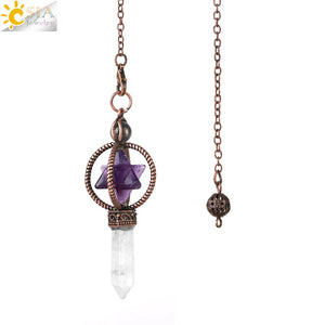 CSJA Merkaba Crystal Pendulum Clear Quartz