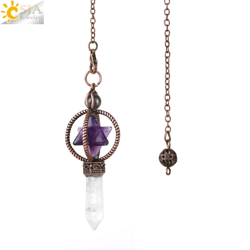 CSJA Merkaba Crystal Pendulum Clear Quartz