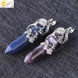 CSJA Ethnic Totem Necklace Natural Gemstone Pendant