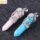 CSJA Ethnic Totem Necklace Natural Gemstone Pendant