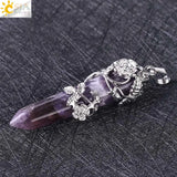 CSJA Ethnic Totem Necklace Natural Gemstone Pendant