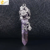 CSJA Ethnic Totem Necklace Natural Gemstone Pendant