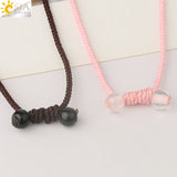 CSJA Pink Quartz Crystal Water Drop Necklace