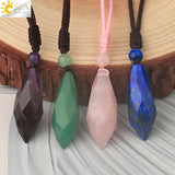 CSJA Pink Quartz Crystal Water Drop Necklace