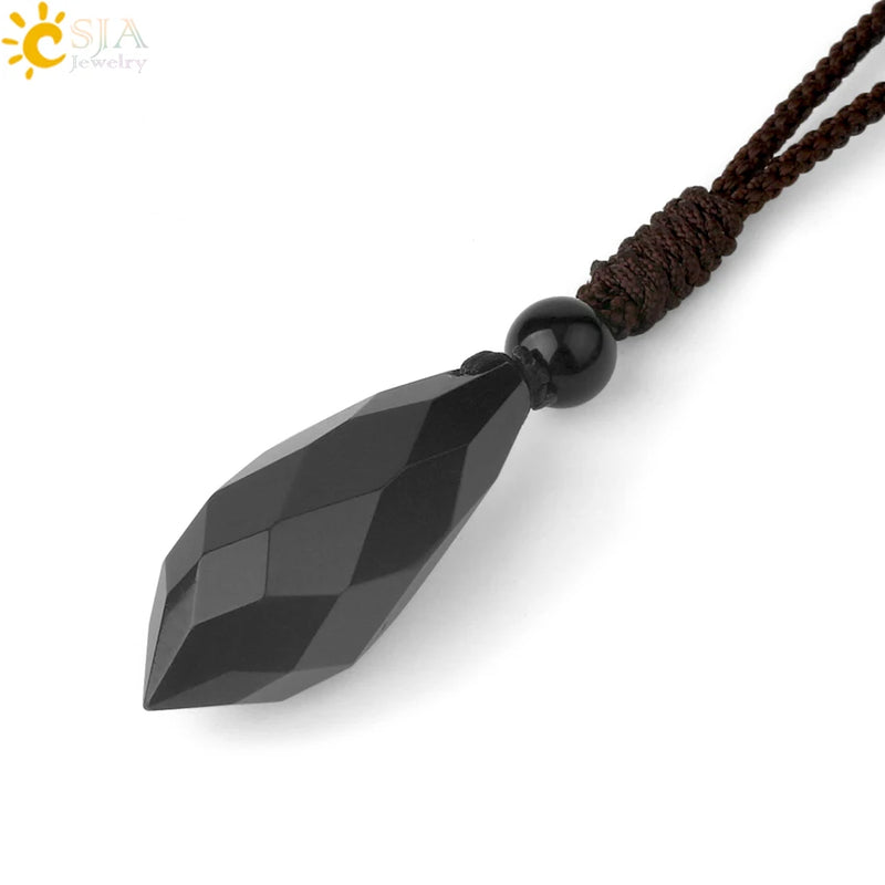 CSJA Pink Quartz Crystal Water Drop Necklace