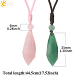CSJA Pink Quartz Crystal Water Drop Necklace