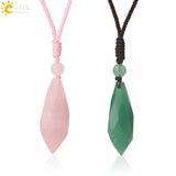 CSJA Pink Quartz Crystal Water Drop Necklace