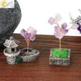 Fairy Garden Villa House Ornaments Purple Crystal Tree Life Crafts