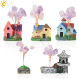 Fairy Garden Villa House Ornaments Purple Crystal Tree Life Crafts