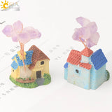 Fairy Garden Villa House Ornaments Purple Crystal Tree Life Crafts