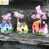 Fairy Garden Villa House Ornaments Purple Crystal Tree Life Crafts