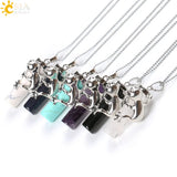 CSJA Pink Quartz Gem Power Statement Necklace Lovely Frog Jewellery E184