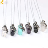 CSJA Pink Quartz Gem Power Statement Necklace Lovely Frog Jewellery E184