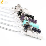 CSJA Pink Quartz Gem Power Statement Necklace Lovely Frog Jewellery E184