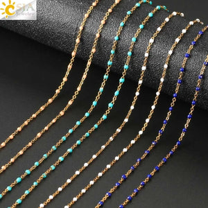 CSJA Beaded Luxe Chain Necklace Stainless Steel Wedding Gift