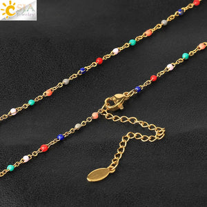 CSJA Beaded Luxe Chain Necklace Stainless Steel Wedding Gift