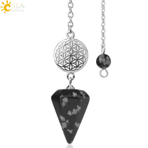 CSJA Flower of Life Dowsing Pendulum for Divination Cone