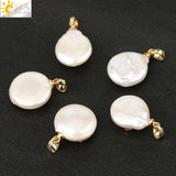 CSJA Freshwater Pearl Pendant Tiny Bead Necklace CZ Love Heart Flower Charms