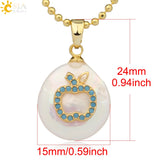 CSJA Freshwater Pearl Pendant Tiny Bead Necklace CZ Love Heart Flower Charms