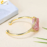 CSJA Gem Stone Open Cuffs Bracelets Crystals Natural Stones Bangles