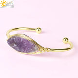 CSJA Gem Stone Open Cuffs Bracelets Crystals Natural Stones Bangles