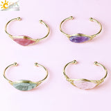 CSJA Gem Stone Open Cuffs Bracelets Crystals Natural Stones Bangles