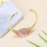 CSJA Gem Stone Open Cuffs Bracelets Crystals Natural Stones Bangles
