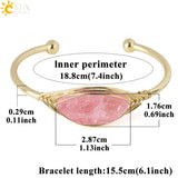 CSJA Gem Stone Open Cuffs Bracelets Crystals Natural Stones Bangles