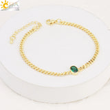 CSJA Crystal CZ Bead Charm Bangle Bracelet T036
