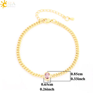 CSJA Crystal CZ Bead Charm Bangle Bracelet T036