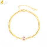 CSJA Crystal CZ Bead Charm Bangle Bracelet T036