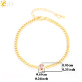 CSJA Crystal CZ Bead Charm Bangle Bracelet T036