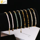 CSJA Pink Crystal Quartz Stainless Steel Bracelet for Women