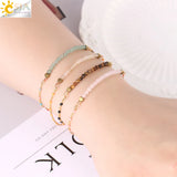 CSJA Pink Crystal Quartz Stainless Steel Bracelet for Women