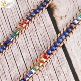 CSJA Bohemian Multilayer Leather Bead Bracelet Wrap Purple Druzy Quartz S425