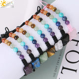 CSJA 7 Chakras Bracelet Reiki 6mm Beads Natural Stone Braided Yoga Healing