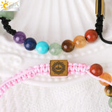 CSJA 7 Chakras Bracelet Reiki 6mm Beads Natural Stone Braided Yoga Healing