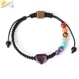 CSJA 7 Chakras Bracelet Reiki 6mm Beads Natural Stone Braided Yoga Healing