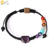 CSJA 7 Chakras Bracelet Reiki 6mm Beads Natural Stone Braided Yoga Healing