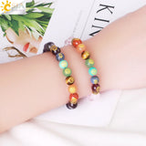 CSJA Healing 7 Chakra Bracelets Natural Stone 8mm Beads Crystal Bangle