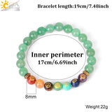 CSJA Healing 7 Chakra Bracelets Natural Stone 8mm Beads Crystal Bangle