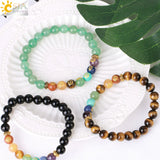 CSJA Healing 7 Chakra Bracelets Natural Stone 8mm Beads Crystal Bangle
