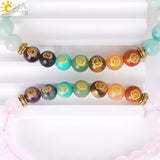 CSJA Healing 7 Chakra Bracelets Natural Stone 8mm Beads Crystal Bangle