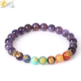 CSJA Healing 7 Chakra Bracelets Natural Stone 8mm Beads Crystal Bangle