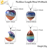 CSJA 7 Chakra Crystal Necklace Natural Stone Pendant Crescent Moon Heart Jewelry