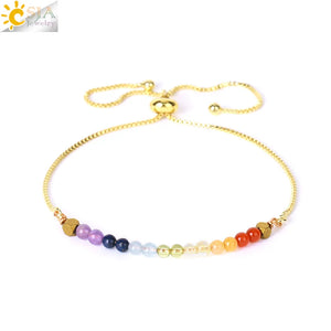 CSJA 7 Chakra Pink Crystal Bracelet
