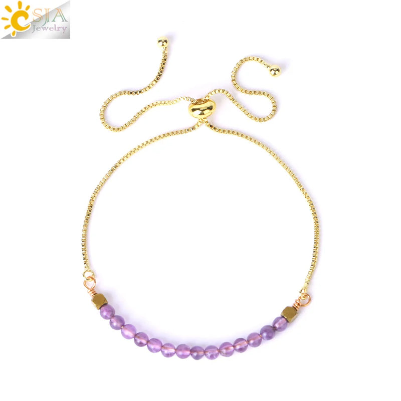 CSJA 7 Chakra Pink Crystal Bracelet