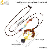 CSJA Healing 7 Chakra Tree of Life Necklace Natural Stone Amethysts Pendant