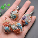 CSJA Healing 7 Chakras Pendant Necklaces Natural Raw Stone Crystal Necklace
